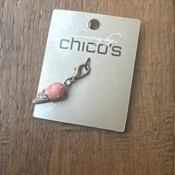 Chico's Jewelry - Chico's Pink Strawberry Ice Cream Cone Sweet Enamel Clip on Pendant Charm NWT